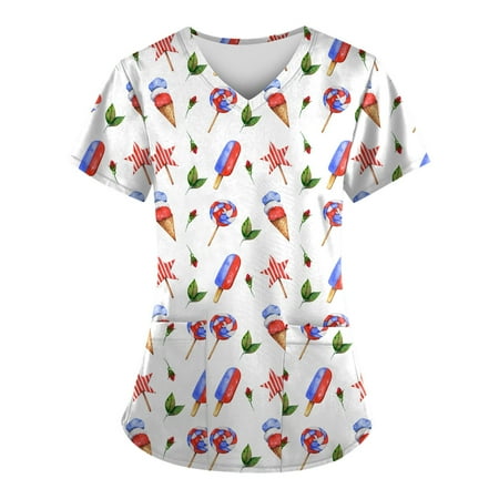 Sksloeg Womens Scrub Tops Plus Size 4th Of July American Flag Star Print Nurse Uniforms for Women Short Sleeve V-Neck Shirts Tee Tops with Pockets Wine L
Sksloeg Womens Scrub Tops Plus Size 4th Of July American Flag Star Print Nurse Uniforms for Women Short Sleeve V-Neck Shirts Tee Tops with Pockets Wine L