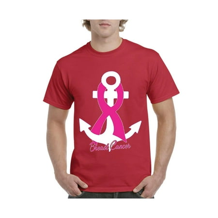 Pink Ribbon Anchor Breast Cancer Awareness Men's Short Sleeve T-Shirt