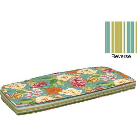 Better Homes and Gardens Reversible Outdoor Wicker Settee Cushion with Welt, Bright Floral