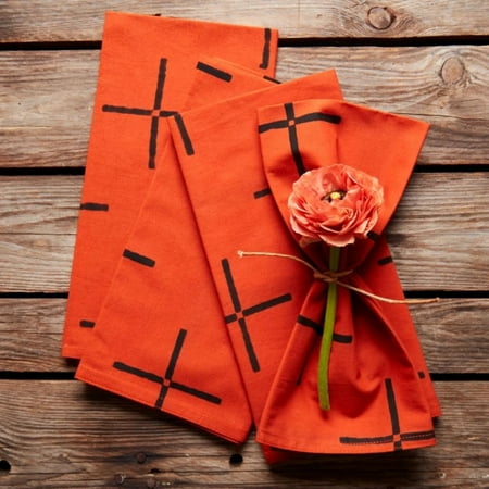 Orange Plus Block Napkin Set