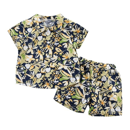 Toddler Baby Boy Shorts Sets Floral Summer Beach Leisure Suit Boy S Suit Vacation Suit Kid Floral Sweatsuits Boys 7 8 New Boy Sleepers