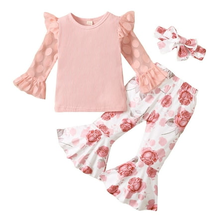 Baby Girl Clothes Lace Dot Printed Flare Sleeve Tops T-shirt+Sunflower Floral Flare Pants Toddler Outfit
Baby Girl Clothes Lace Dot Printed Flare Sleeve Tops T-shirt+Sunflower Floral Flare Pants Toddler Outfit