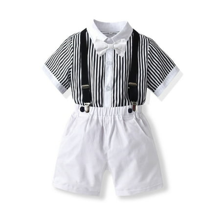 Rovga Boys Gentleman Outfit Suits Boys Short Pants Set Short Sleeve Romper Shirt+Suspender Pants+Bow Tie 4pcs Cute Baby Dailywear
Rovga Boys Gentleman Outfit Suits Boys Short Pants Set Short Sleeve Romper Shirt+Suspender Pants+Bow Tie 4pcs Cute Baby Dailywear