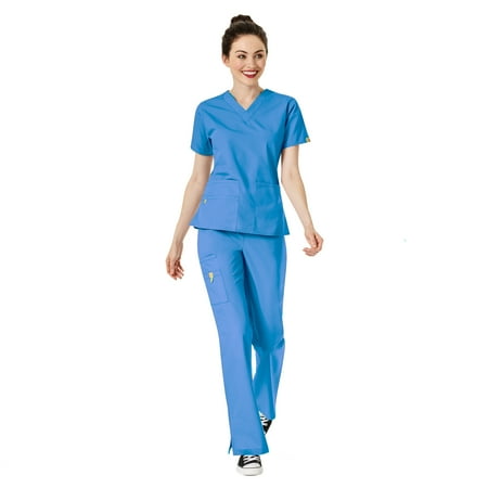 WonderWink Origins Women s The Bravo 5-Pocket Top & Romeo Flare Pant Scrub Set
