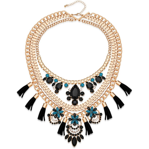 Acrylic Stone Aztec-Inspired Adjustable Statement Necklace