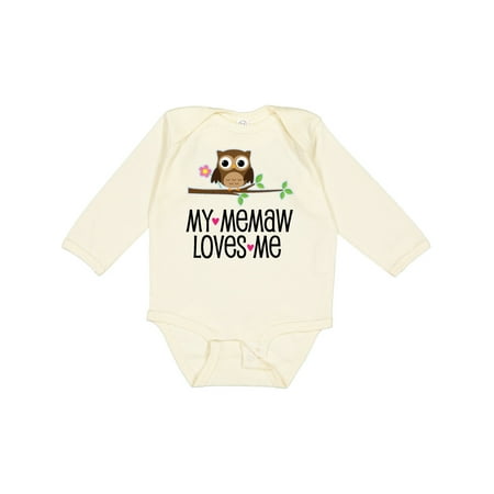 Inktastic My Memaw Loves Me Girl Owl Gift Baby Girl Long Sleeve Bodysuit