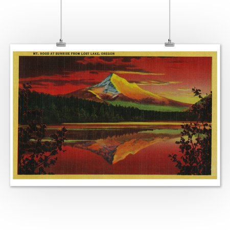 Mt. Hood at Sunrise from Lost Lake, Oregon (12x18 Art Print, Wall Decor Travel Poster)