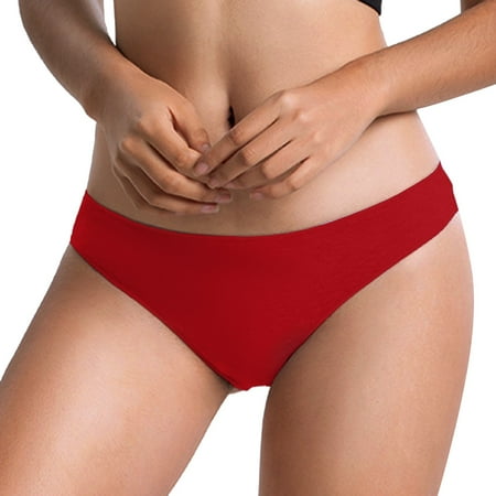 ZMHEGW Women s Hipster Underwear Low Rise Seamless Panties Solid Red L