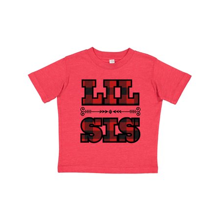 Inktastic Lil Sis Buffalo Plaid Sister Gift Toddler Toddler Girl T-Shirt