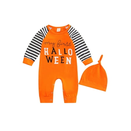 Meihuida Baby Halloween Romper Suit Long Sleeve Round Neck Striped Letters Print Club Party Street Spring Fall Romper Hat
Meihuida Baby Halloween Romper Suit Long Sleeve Round Neck Striped Letters Print Club Party Street Spring Fall Romper Hat