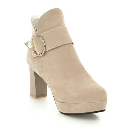 New suede women s boots short metal decoration large size European and American style high heels
New suede women s boots short metal decoration large size European and American style high heels