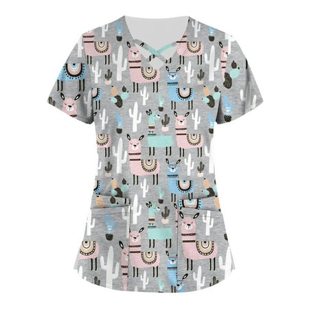KSCYKKKD Womens Tops Plus Size Cute Printed Scrub Working Uniform Tops for Womens Cross V Neck Short Sleeve Fun T-shirtss Workwear Tee with Pockets Gray L
KSCYKKKD Womens Tops Plus Size Cute Printed Scrub Working Uniform Tops for Womens Cross V Neck Short Sleeve Fun T-shirtss Workwear Tee with Pockets Gray L