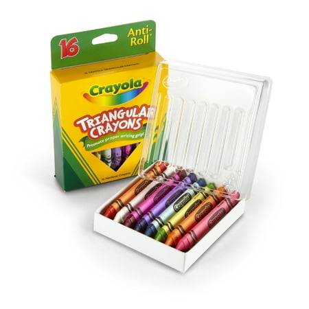 Crayola Large Size Triangular Crayons, 16 count and colors, Anti-Roll