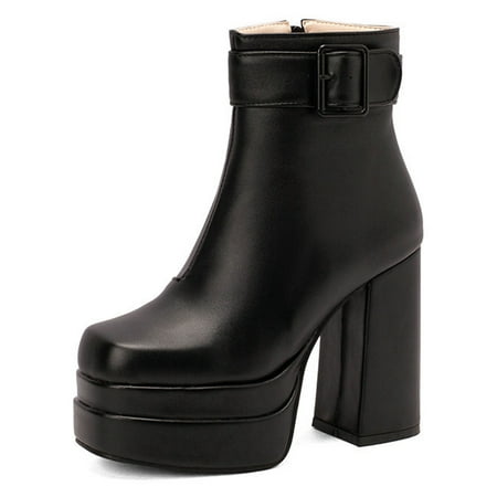 SIMANLAN Women Sexy Platform Boots Square Toe Shoes Party Belt Buckle Chunky Heeled Boot Black 5.5
SIMANLAN Women Sexy Platform Boots Square Toe Shoes Party Belt Buckle Chunky Heeled Boot Black 5.5