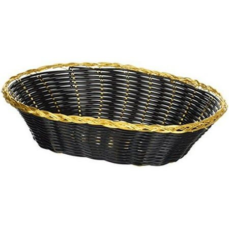 Winco Oval Woven Basket Black/Gold | 1 Each