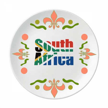 South Africa Country Flag Name Flower Ceramics Plate Tableware Dinner Dish