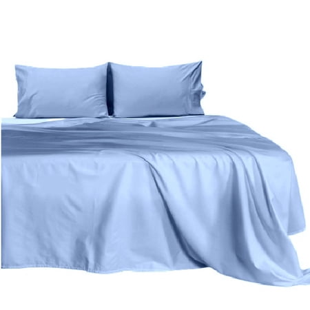 400TC Superior Cotton 4PC 30 inches Extra Deep Pocket Bed Sheet Set - (Full XL, Light Blue) by The Great American Store