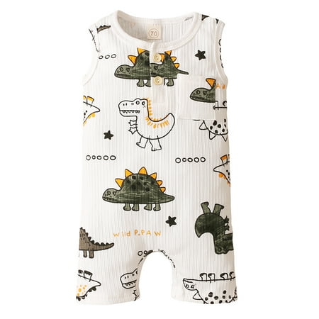 Nokpsedcb Newborn Infant Baby Girl Boy Dinosaur Print Sleeveless O-Neck Cotton Jumpsuit White 12-18 Months
Nokpsedcb Newborn Infant Baby Girl Boy Dinosaur Print Sleeveless O-Neck Cotton Jumpsuit White 12-18 Months