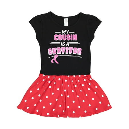 

Inktastic My Cousin is a Survivor Breast Cancer Awareness Gift Toddler Girl Dress