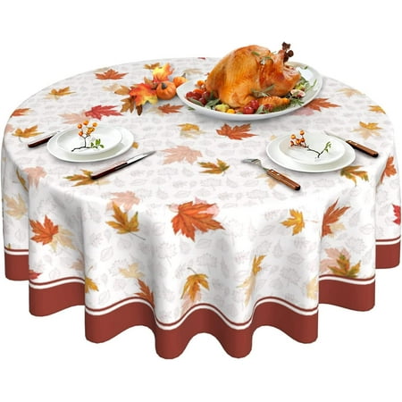 WISH TREE Thanksgiving Round Tablecloth Autumn Fall Leaf Rustic Floral Table Cloth Washable Waterproof Wipeable Fabric Farmhouse Table Cover for Outdoor Camping Holiday Party Decor
WISH TREE Thanksgiving Round Tablecloth Autumn Fall Leaf Rustic Floral Table Cloth Washable Waterproof Wipeable Fabric Farmhouse Table Cover for Outdoor Camping Holiday Party Decor