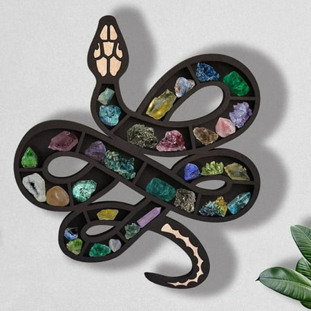 EJWQWQE Art Wooden Snake Shaped Crystal Storage Rack For Home Decoion Decoions