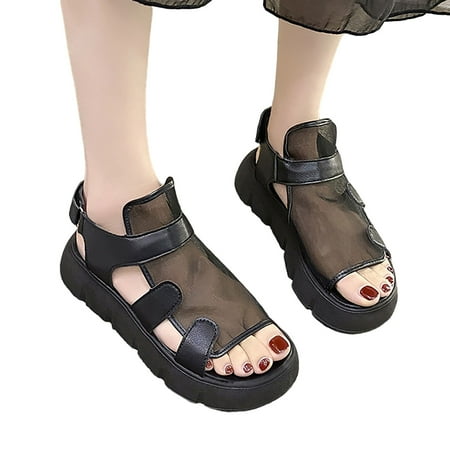 ZIZOCWA 2023 New Roman Sandals for Women Thick Sole Fish Mouth Mesh Transparent Sandals Womens Pu Leather Platform Shoes Preppy Style Black Size7.5
ZIZOCWA 2023 New Roman Sandals for Women Thick Sole Fish Mouth Mesh Transparent Sandals Womens Pu Leather Platform Shoes Preppy Style Black Size7.5