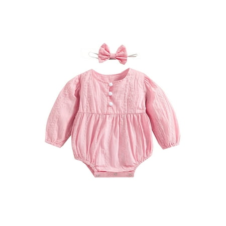 FOCUSNORM Baby Girls Lace Floral Bodysuit+Headband Long Sleeve O-neck Cotton Embroidery Jumpsuit Infant Spring Autumn Clothing 0-18M