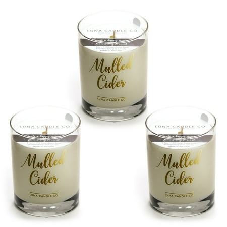 Mulled Apple Cider Premium Candle, Natural Soy Wax Long Clean Burn (3 Pack)