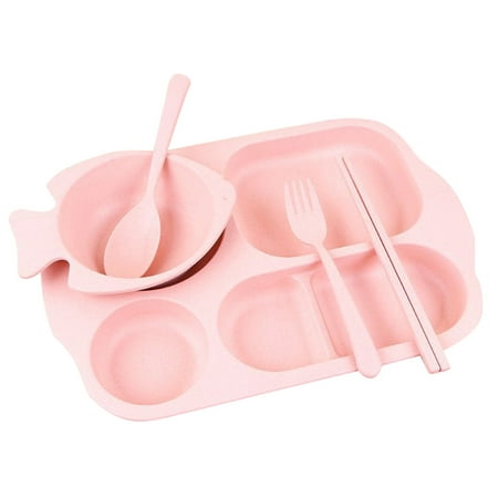 FRCOLOR 5pcs/Set Wheat Straw Divided Food Plate Solid Color Chopsticks Fork Spoon Bowl Dinnerware Tableware for Children Kids (Pink)
FRCOLOR 5pcs/Set Wheat Straw Divided Food Plate Solid Color Chopsticks Fork Spoon Bowl Dinnerware Tableware for Children Kids (Pink)
