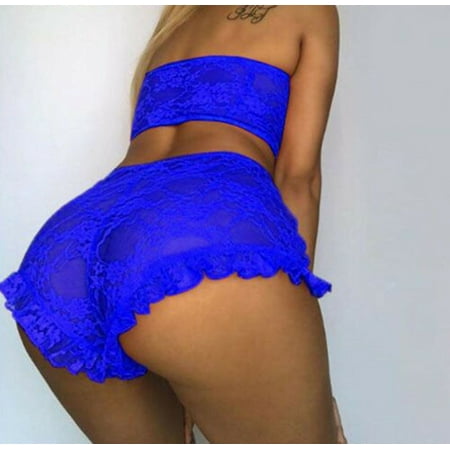Fanvereka 2PCS Lingerie Set Women Sexy Floral Lace Crop Slim See Through Mesh Top High Waist Ruffle Short Pants Sleepwear Set
Fanvereka 2PCS Lingerie Set Women Sexy Floral Lace Crop Slim See Through Mesh Top High Waist Ruffle Short Pants Sleepwear Set