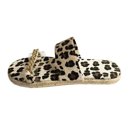 YUHAOTIN Outdoor Slippers Ladies Fashion Summer Leopard Print Suede Transparent Metal Chain Flat Bottomed Sandals Bride Slippers Happy Face Slippers for Women
YUHAOTIN Outdoor Slippers Ladies Fashion Summer Leopard Print Suede Transparent Metal Chain Flat Bottomed Sandals Bride Slippers Happy Face Slippers for Women