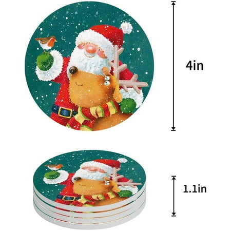 KXMDXA Christmas Tree and Santa Claus Set of 4 Round Coaster for Drinks Absorbent Ceramic Stone Coasters Cup Mat with Cork Base for Home Kitchen Room Coffee Table Bar Decor
KXMDXA Christmas Tree and Santa Claus Set of 4 Round Coaster for Drinks Absorbent Ceramic Stone Coasters Cup Mat with Cork Base for Home Kitchen Room Coffee Table Bar Decor