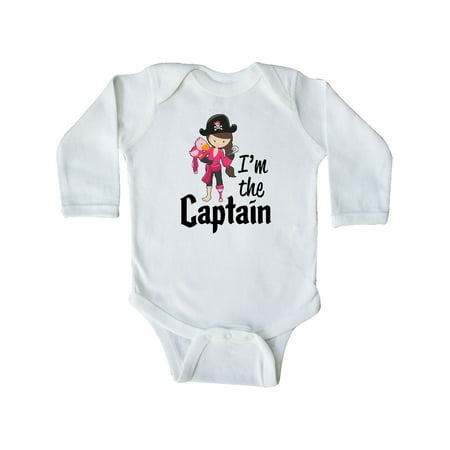 Inktastic I m the Captain- pirate girl Gift Baby Girl Long Sleeve Bodysuit