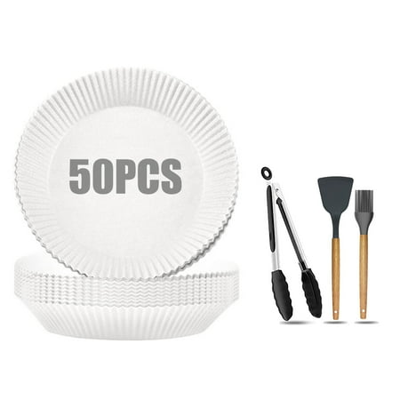 50PACK Air Fryer Disposable Paper Liner With Food Tong and Baking Brush & Spatula Cooking Paper for Air Fryer for Baking Roasting Microwave Frying Pan ( White)
50PACK Air Fryer Disposable Paper Liner With Food Tong and Baking Brush & Spatula Cooking Paper for Air Fryer for Baking Roasting Microwave Frying Pan ( White)