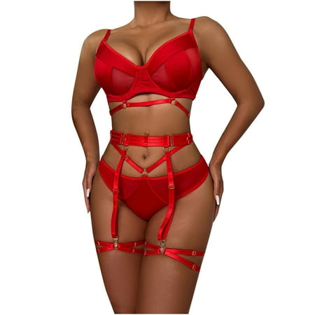 Fesfesfes Women s Erotic Lingerie 3-Piece Set Mesh Lace Splicing Underwear Ladies Nightwear Suspender Personality Sexy Sleepwear Set with Garter-Belt Gifts for Her
Fesfesfes Women s Erotic Lingerie 3-Piece Set Mesh Lace Splicing Underwear Ladies Nightwear Suspender Personality Sexy Sleepwear Set with Garter-Belt Gifts for Her