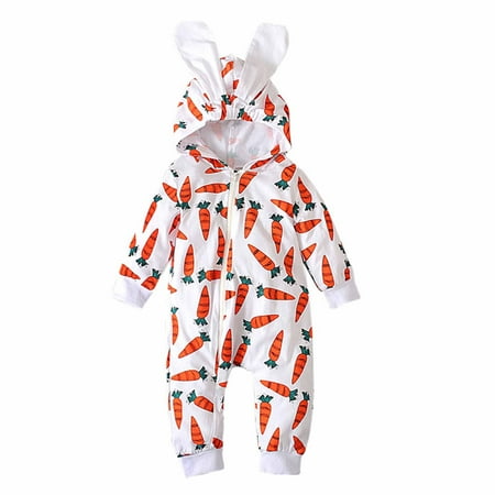 Newborn Baby Boy Girl Clothes Infant Romper Bodysuits Easter Baby Girls Long-sleeved Carrot Print Ear Cap Hooded Romper Jumpsuit One-piece Set White 0-6 Months
Newborn Baby Boy Girl Clothes Infant Romper Bodysuits Easter Baby Girls Long-sleeved Carrot Print Ear Cap Hooded Romper Jumpsuit One-piece Set White 0-6 Months