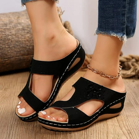 Womens Open Toe Sandals- Open Toe Fish Mouth Hollow Solid Color Casual Sandals Black Size 4.5
Womens Open Toe Sandals- Open Toe Fish Mouth Hollow Solid Color Casual Sandals Black Size 4.5