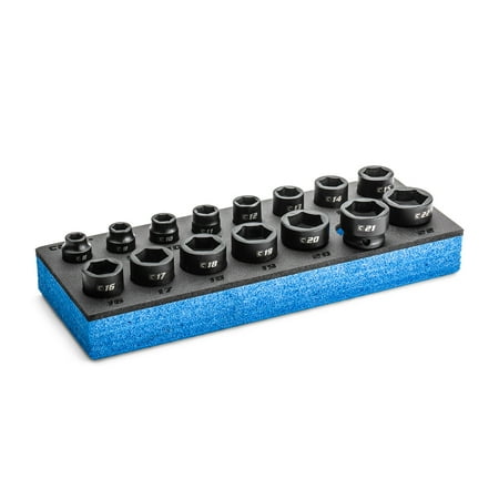 Capri Tools 3/8 in. Drive Stubby Impact Socket Set Metric 8 to 22 mm 15-Piece