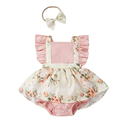 EHTMSAK Infant Baby Toddler Ruffle Clothes Jumpsuit for Girl Summer with Headband Set Sleeveless Romper Pink 3M-18M 100
EHTMSAK Infant Baby Toddler Ruffle Clothes Jumpsuit for Girl Summer with Headband Set Sleeveless Romper Pink 3M-18M 100