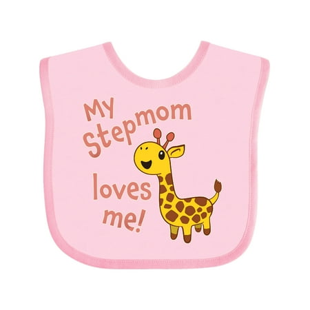 Inktastic My Stepmom Loves me- cute giraffe Gift Baby Boy or Baby Girl Bib