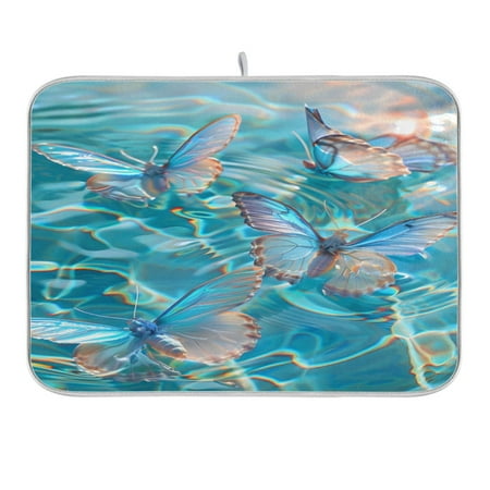 Dish Drying Mat Kitchen Counter Butterflies on Water Dishes Drainer Pad Absorbent Microfiber Reversible 18 x24
Dish Drying Mat Kitchen Counter Butterflies on Water Dishes Drainer Pad Absorbent Microfiber Reversible 18 x24