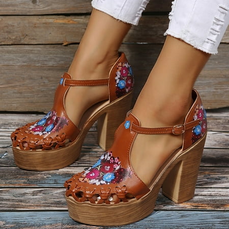 fzm women shoes ladies summer retro fashion round toe flower high heel buckle sandals
fzm women shoes ladies summer retro fashion round toe flower high heel buckle sandals