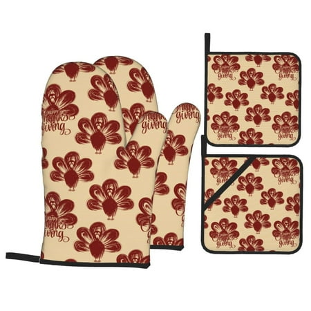 Oven Mitts and Pot Holders 4 pcs Set Thanksgiving Sketch Turkey Heat Resistant Pot Holders Oven Mitts for kitchen Non-Slip Hanging Loop Oven Glove Potholders for Baking Cooking
Oven Mitts and Pot Holders 4 pcs Set Thanksgiving Sketch Turkey Heat Resistant Pot Holders Oven Mitts for kitchen Non-Slip Hanging Loop Oven Glove Potholders for Baking Cooking
