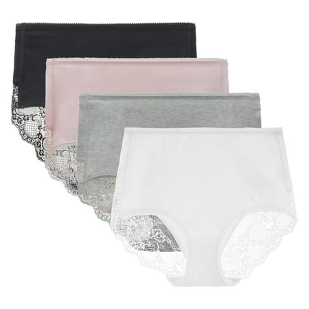 LIQQY Women s 3 or 4 Pack Comfort Cotton Lace Coverage Full Rise Briefs Underwear (Medium Black/Pink/Grey/White)
LIQQY Women s 3 or 4 Pack Comfort Cotton Lace Coverage Full Rise Briefs Underwear (Medium Black/Pink/Grey/White)