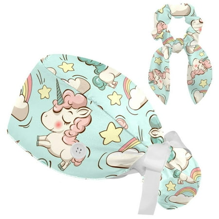 Working Cap with Buttons and Sweatband Scrub Hat Bouffant Caps with Scrunchie Unicorn Tie Back Hats
Working Cap with Buttons and Sweatband Scrub Hat Bouffant Caps with Scrunchie Unicorn Tie Back Hats