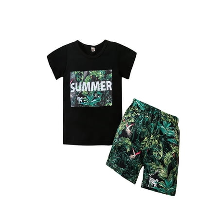 Xiaoluokaixin Girl s 2Pcs Vacation Outfits Tropical Print Short-Sleeved Tops+Shorts 
Xiaoluokaixin Girl s 2Pcs Vacation Outfits Tropical Print Short-Sleeved Tops+Shorts