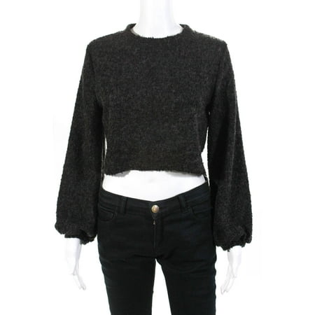 Soon Maternity Womens Cropped Bell Sleeve Sweater Dark Gray Size XS