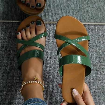 Alueeu Women s sandals Ladies Fashion Flat Slippers Round Top Face Cross Strap Casual Beach Sandals
Alueeu Women s sandals Ladies Fashion Flat Slippers Round Top Face Cross Strap Casual Beach Sandals