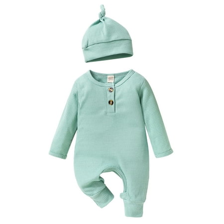 KelaJuan Baby Boys Waffle Rompers Solid Color Buttons Crew Neck Long Sleeve Infant Jumpsuits Fall Toddler Clothes Bodysuits with Hat
KelaJuan Baby Boys Waffle Rompers Solid Color Buttons Crew Neck Long Sleeve Infant Jumpsuits Fall Toddler Clothes Bodysuits with Hat