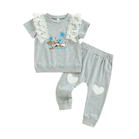 Blotona Toddler Kids Girls Casual Suit Short Sleeve Floral Lace Cartoon Printed Tops+Heart Printed Long Pants
Blotona Toddler Kids Girls Casual Suit Short Sleeve Floral Lace Cartoon Printed Tops+Heart Printed Long Pants